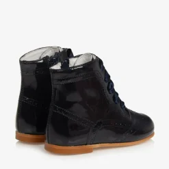 Navy Blue Patent Leather Boots