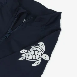 Navy Blue Turtle Print Sun Suit (UPF50+)