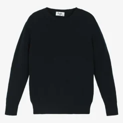 Navy Blue Wool Knit Sweater