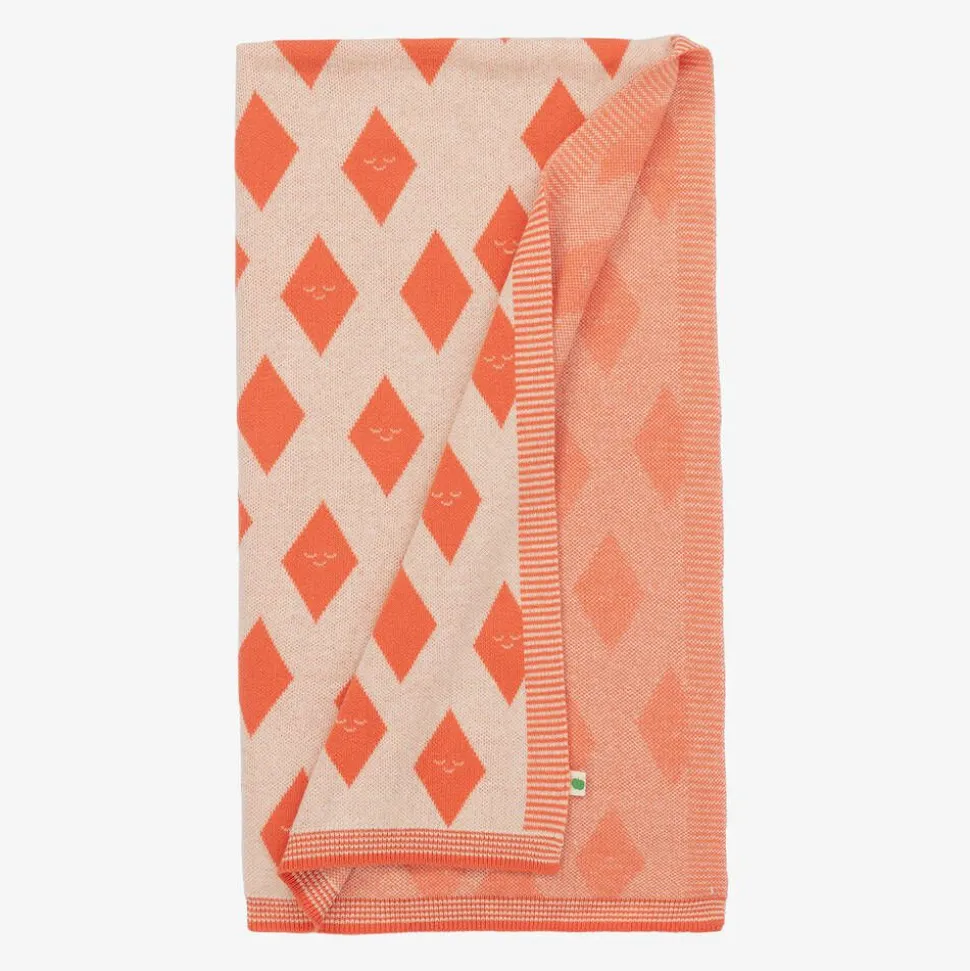 Orange Diamond Knitted Blanket (100cm)