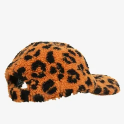 Orange Leopard Print Teddy Fleece Cap