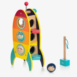 Orange Wooden Rocket Hammer Toy (34cm)