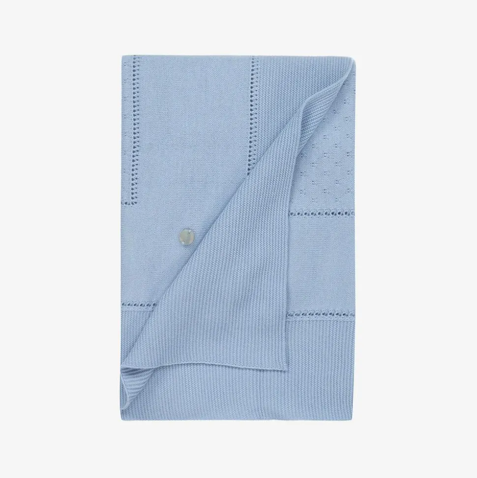 Pale Blue Knitted Blanket (108cm)