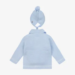 Pale Blue Knitted Pram Coat Set