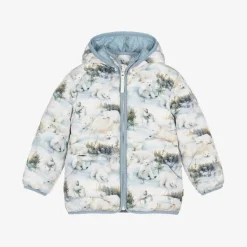 Pale Blue Polar Bear Puffer Jacket