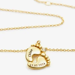 Personalised 18ct Gold Plated Baby Feet Necklace (45cm)