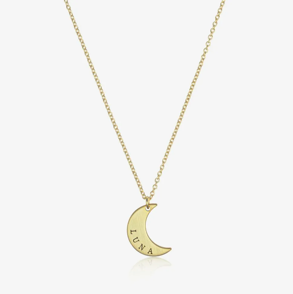 Personalised Gold Plated Moon Necklace (46cm)