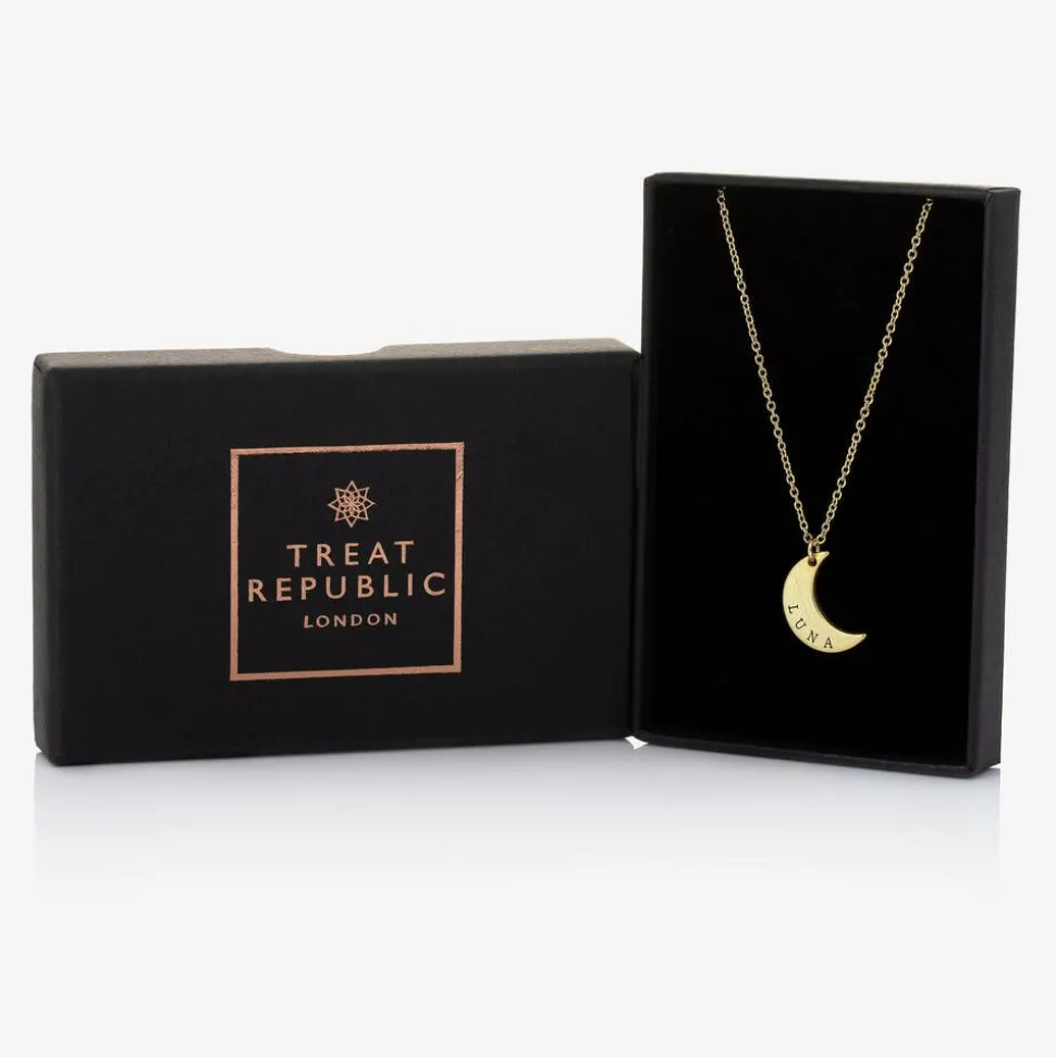 Personalised Gold Plated Moon Necklace (46cm)