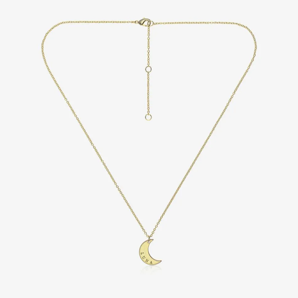 Personalised Gold Plated Moon Necklace (46cm)
