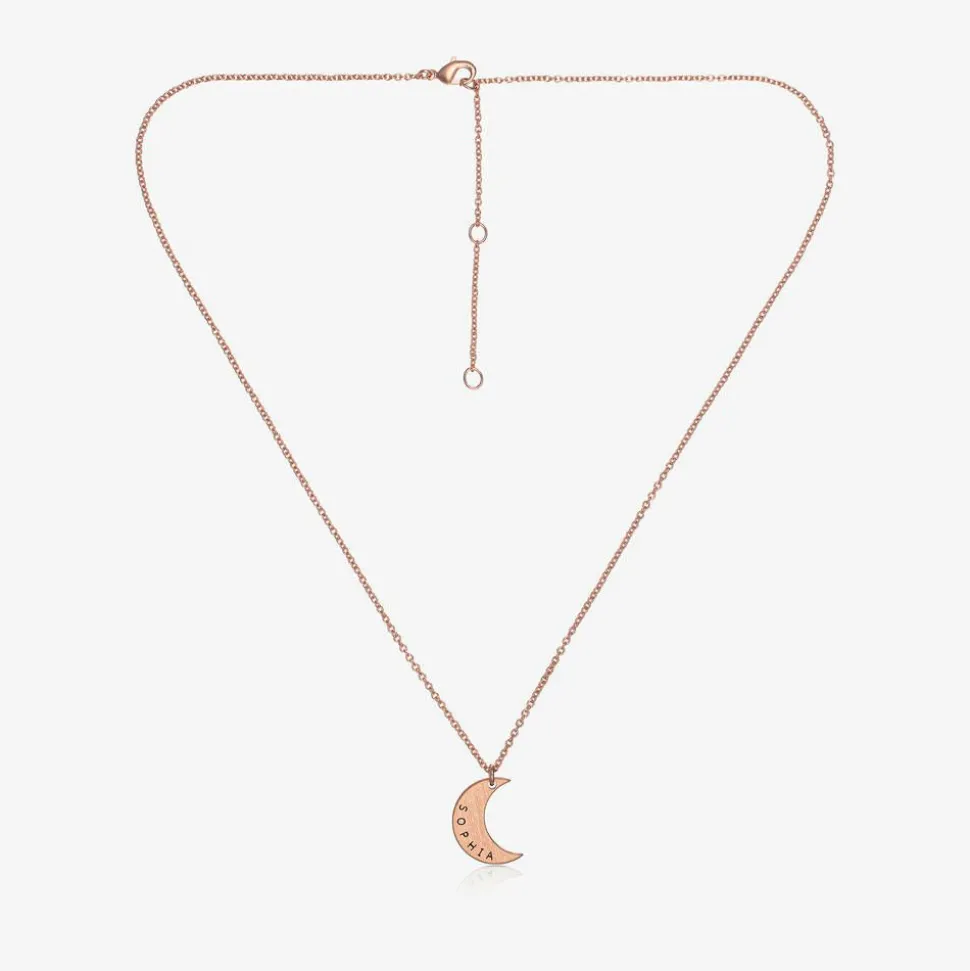 Personalised Rose Gold Plated Moon Necklace (46cm)
