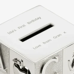 Personalised Silver Alphabet Money Box (10cm)