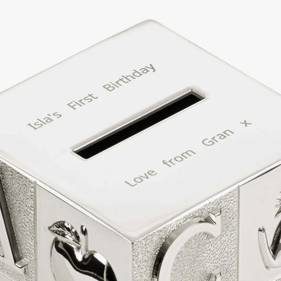 Personalised Silver Alphabet Money Box (10cm)