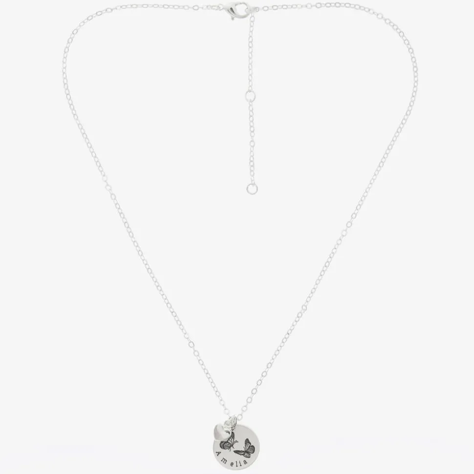 Personalised Silver Plated Butterfly Necklace (47cm)