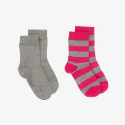 Pink & Grey Cotton Socks (2 Pack)