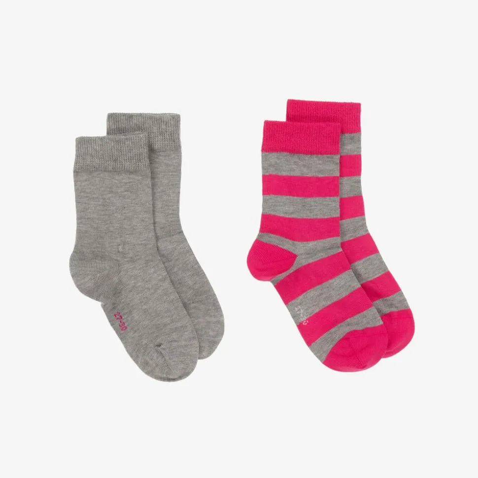 Pink & Grey Cotton Socks (2 Pack)