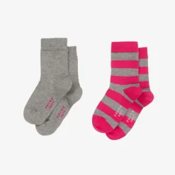 Pink & Grey Cotton Socks (2 Pack)