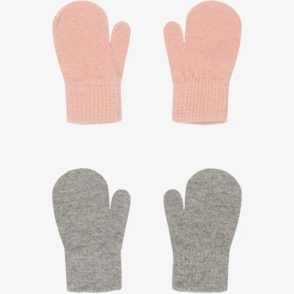 Pink & Grey Knitted Mittens (2 Pack)