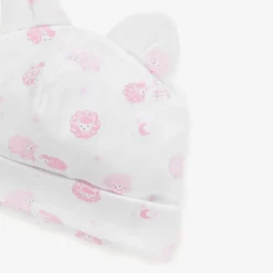 Pink & White Cotton Baby Sheep Hat