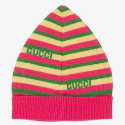 Pink & Yellow Striped Baby Hat