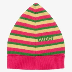 Pink & Yellow Striped Baby Hat