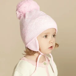 Pink Alice Knitted Large Pom-Pom Beanie