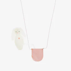 Pink & Ivory Felt Bunny Necklace (68cm)