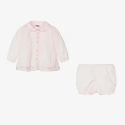 Pink Cotton Baby Shorts Set