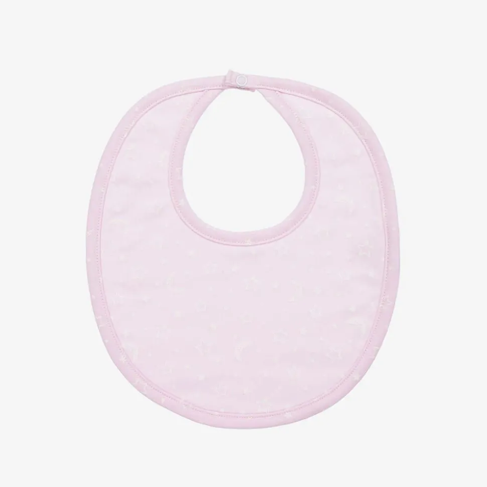 Pink Cotton Crescent Moonlight Baby Bib