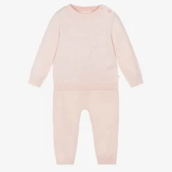 Pink Cotton Knit Trouser Set