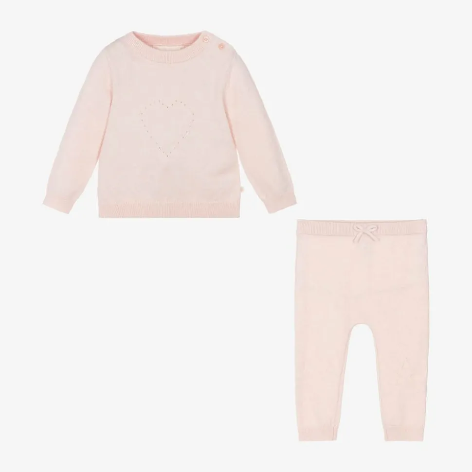 Pink Cotton Knit Trouser Set
