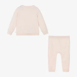 Pink Cotton Knit Trouser Set