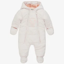 Pink Elephant Puffer Baby Snowsuit