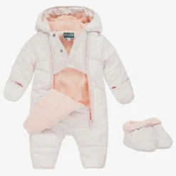 Pink Elephant Puffer Baby Snowsuit