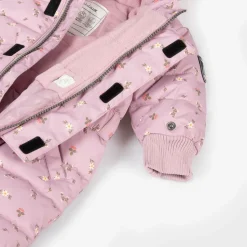 Pink Floral Print Hooded Baby Snowsuit