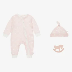 Pink Hare Print Cotton Babysuit Set
