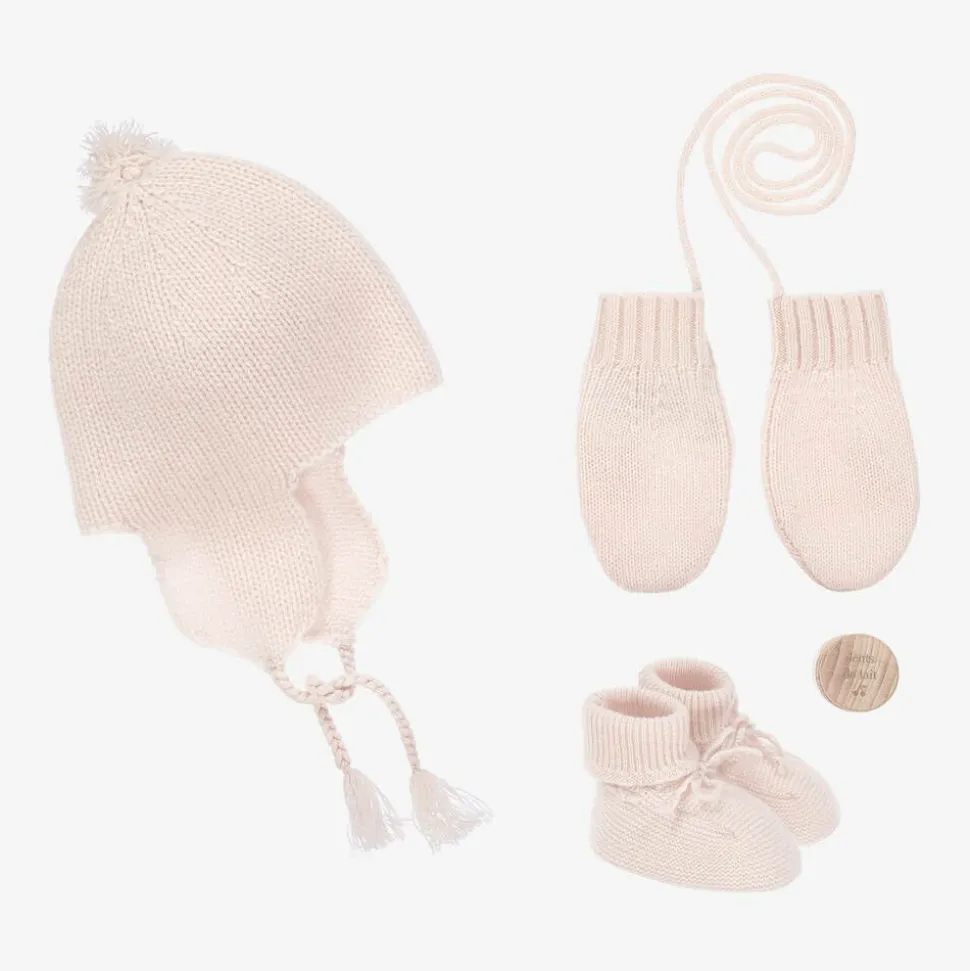 Pink Knitted Cashmere Baby Gift Set