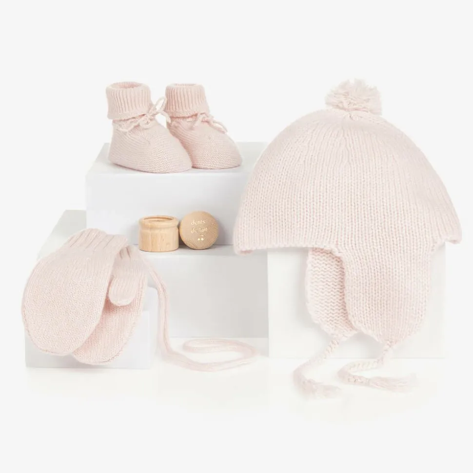 Pink Knitted Cashmere Baby Gift Set