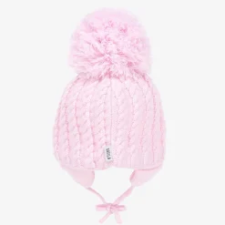 Pink Laura Knitted Giant Pom-Pom Beanie