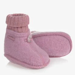 Pink Merino Wool Baby Booties