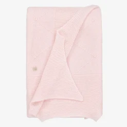 Pink Merino Wool Knitted Baby Shawl (100cm)