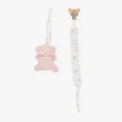 Pink Organic Cotton Muslin Cloth & Dummy Clip Set
