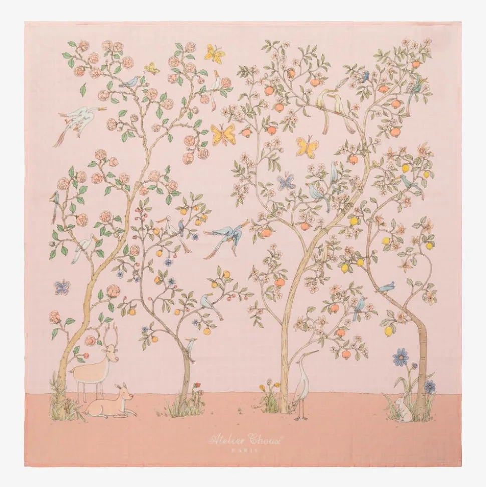 Pink Organic Cotton Swaddle & Bib Set