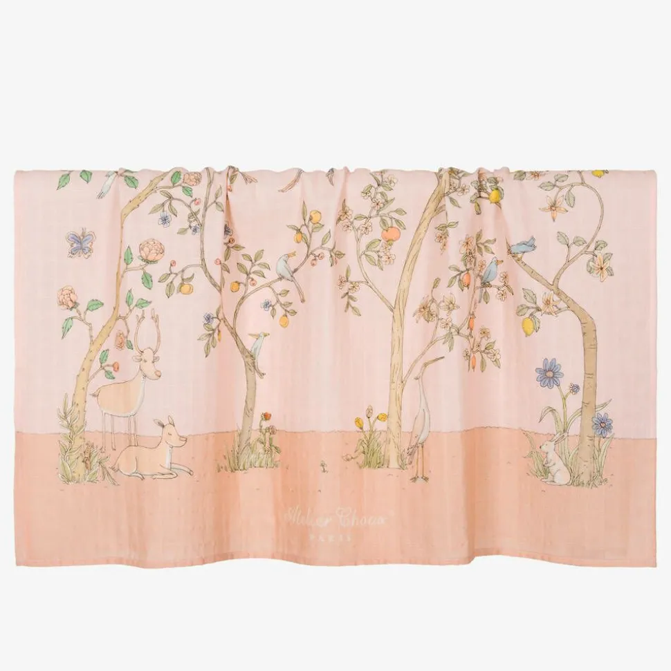 Pink Organic Cotton Swaddle & Bib Set