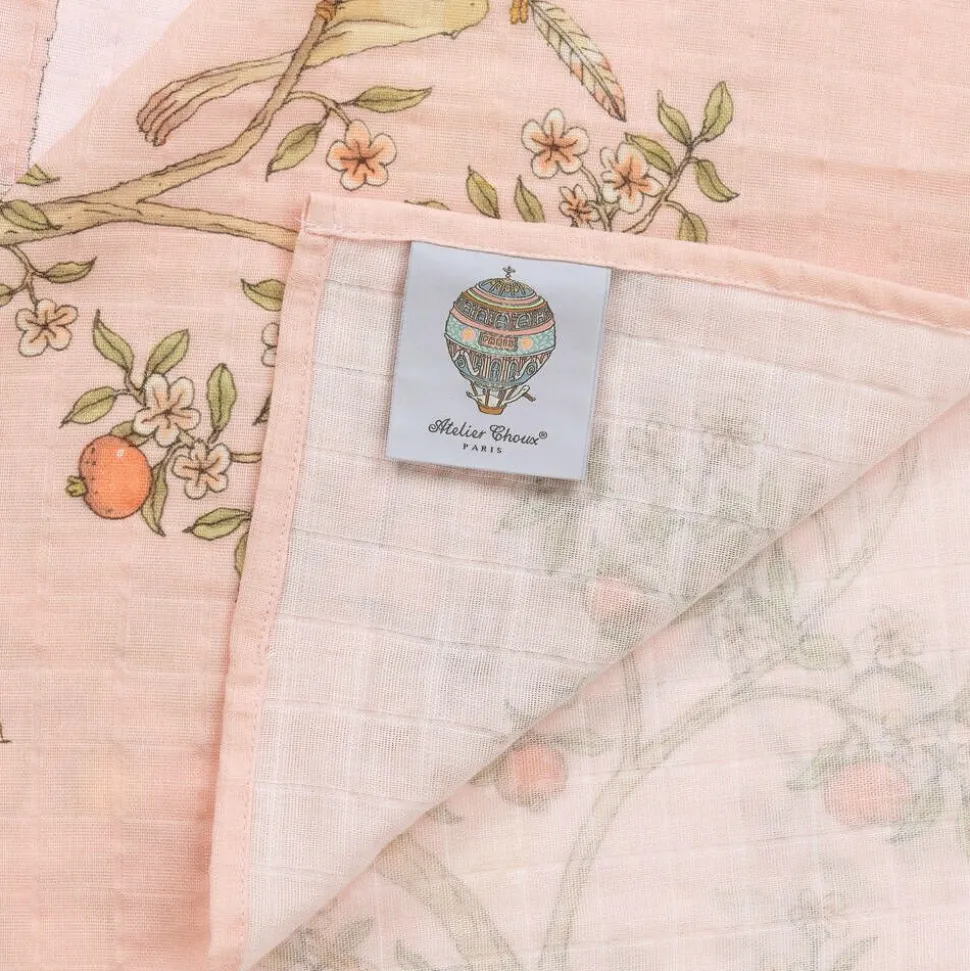 Pink Organic Cotton Swaddle & Bib Set