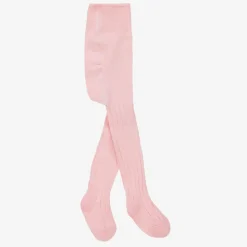 Pink Ribbed Cotton Baby Tights