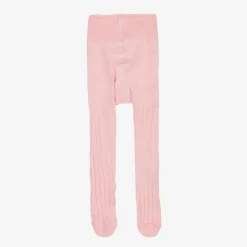 Pink Ribbed Cotton Baby Tights