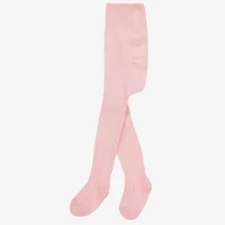 Pink Ribbed Cotton Baby Tights