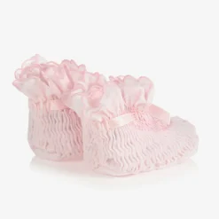 Pink Smocked Baby Booties