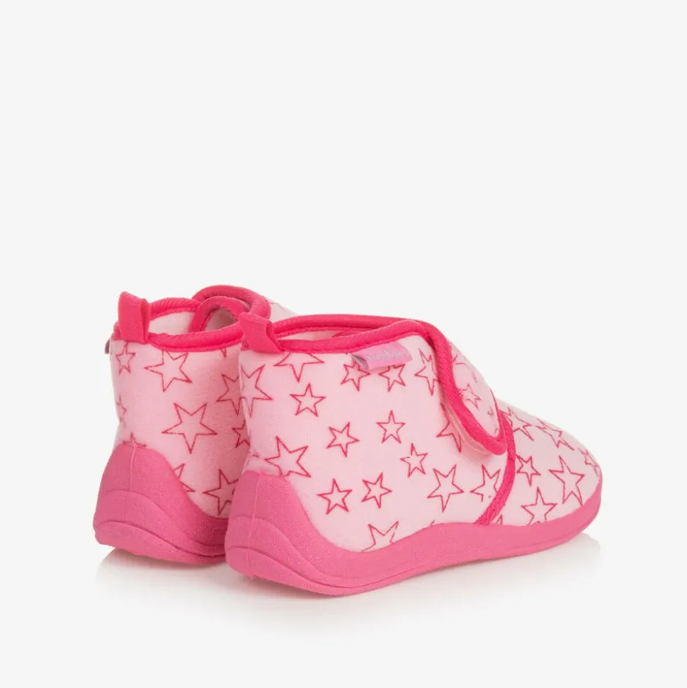 Pink Star Velour Slippers