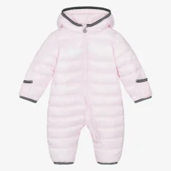 Pink Swoosh Logo Padded Baby Snowsuit